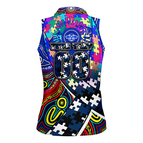 Autism Awareness Australia Geelong Cats Women Sleeveless Polo Shirt Aboriginal Indigenous Art
