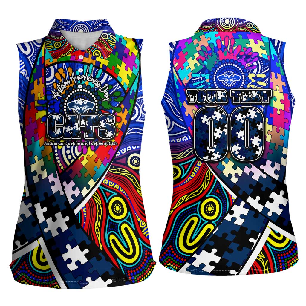 Autism Awareness Australia Geelong Cats Women Sleeveless Polo Shirt Aboriginal Indigenous Art