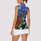 Autism Awareness Australia Geelong Cats Women Sleeveless Polo Shirt Aboriginal Indigenous Art