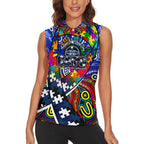 Autism Awareness Australia Geelong Cats Women Sleeveless Polo Shirt Aboriginal Indigenous Art