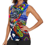 Autism Awareness Australia Geelong Cats Women Sleeveless Polo Shirt Aboriginal Indigenous Art