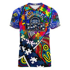Autism Awareness Australia Geelong Cats Women V-Neck T-Shirt Aboriginal Indigenous Art