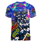 Autism Awareness Australia Geelong Cats Women V-Neck T-Shirt Aboriginal Indigenous Art