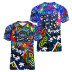 Autism Awareness Australia Geelong Cats Women V-Neck T-Shirt Aboriginal Indigenous Art