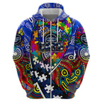 Autism Awareness Australia Geelong Cats Zip Hoodie Aboriginal Indigenous Art
