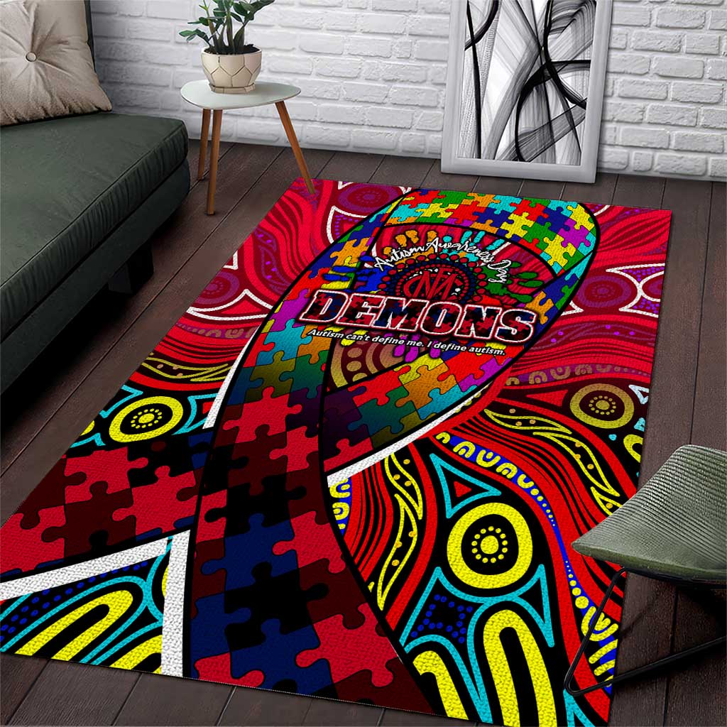 Autism Awareness Australia Melbourne Demons Area Rug Aboriginal Indigenous Art