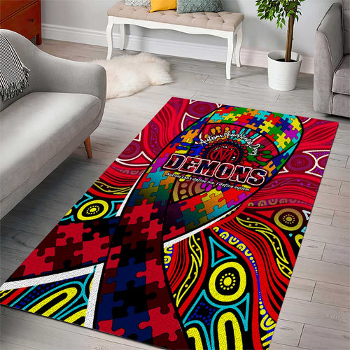 Autism Awareness Australia Melbourne Demons Area Rug Aboriginal Indigenous Art