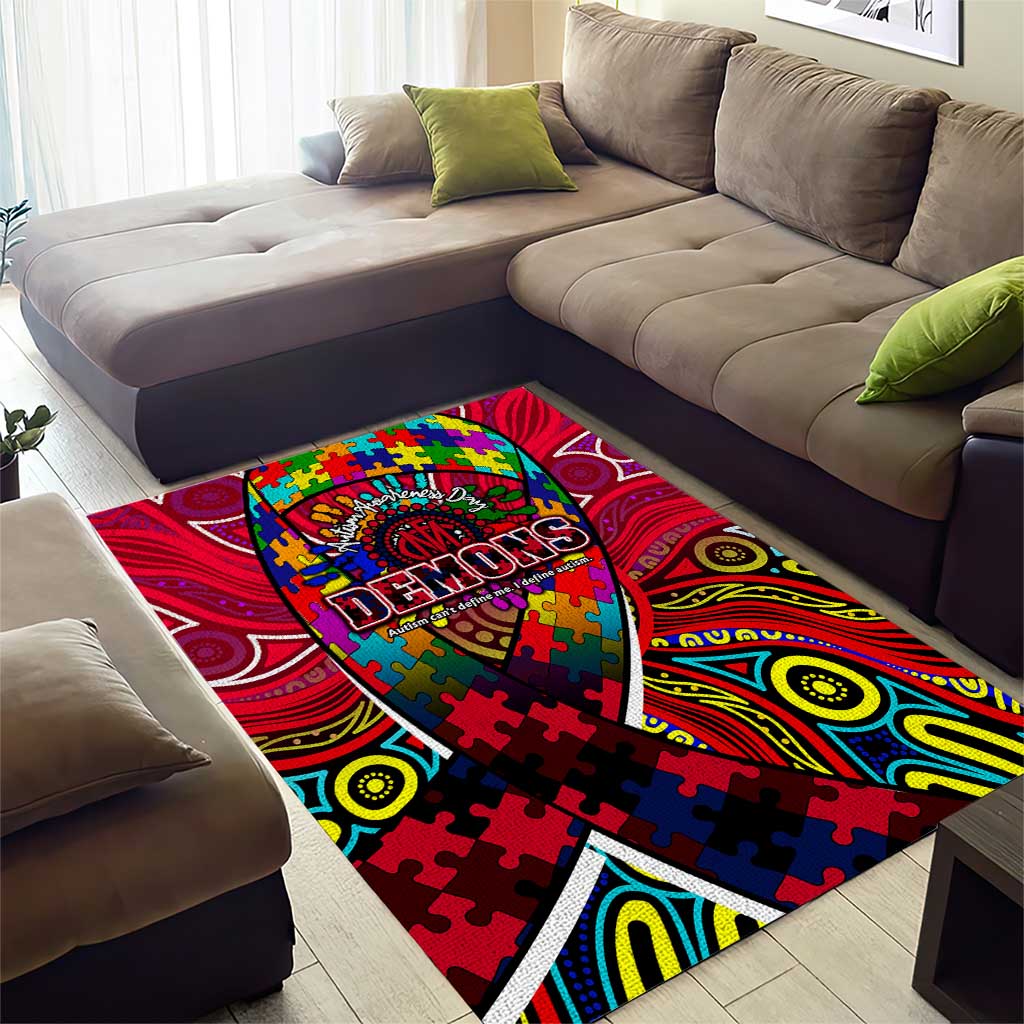 Autism Awareness Australia Melbourne Demons Area Rug Aboriginal Indigenous Art