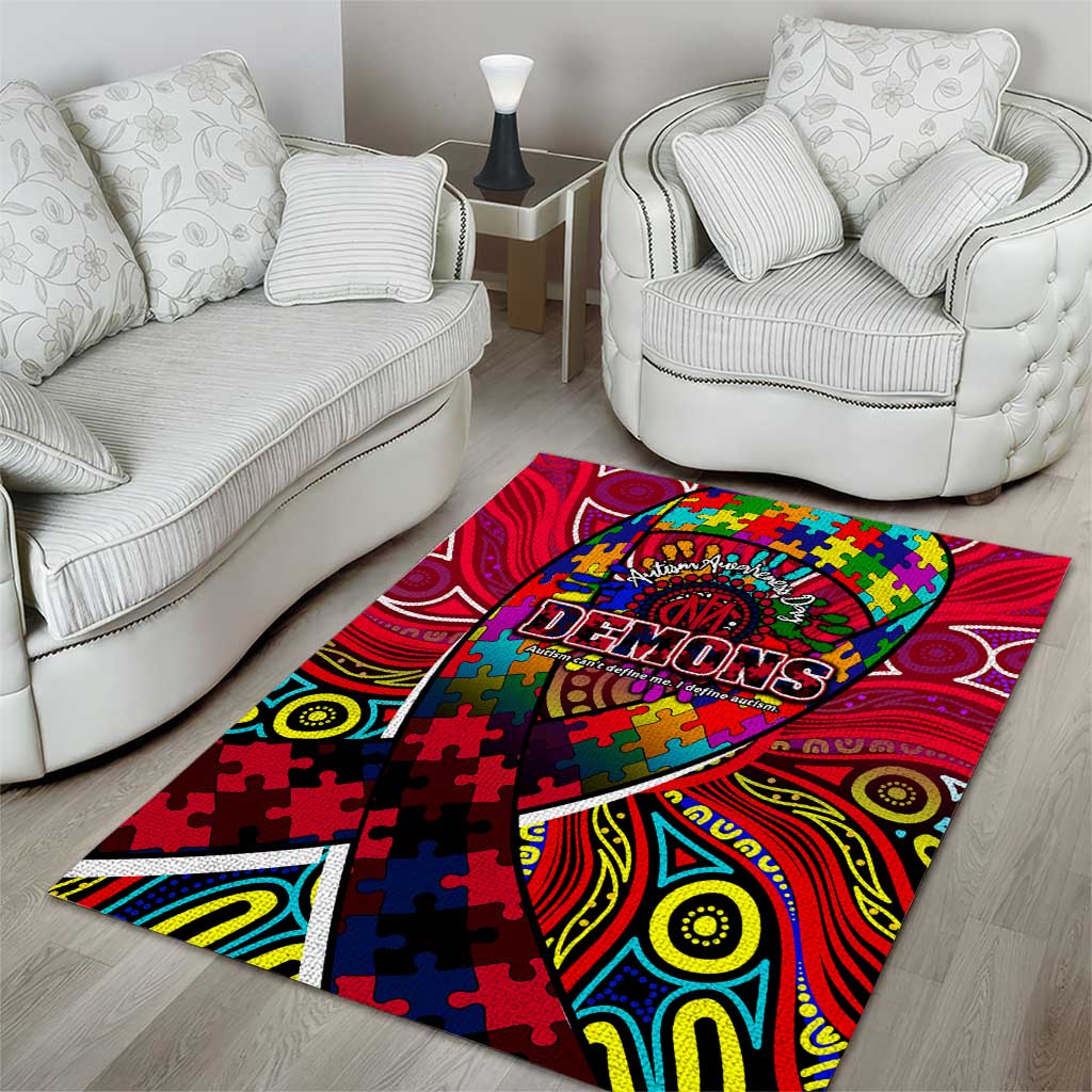Autism Awareness Australia Melbourne Demons Area Rug Aboriginal Indigenous Art