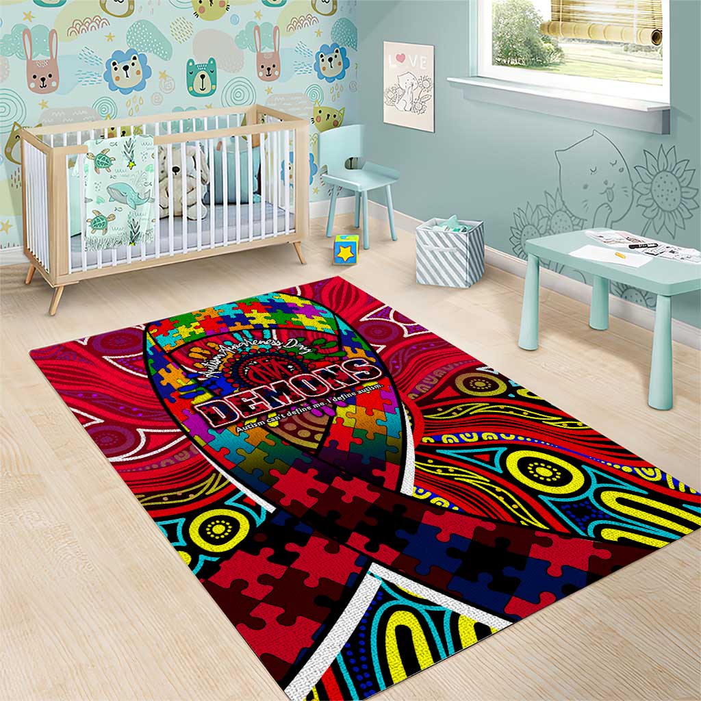 Autism Awareness Australia Melbourne Demons Area Rug Aboriginal Indigenous Art