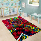 Autism Awareness Australia Melbourne Demons Area Rug Aboriginal Indigenous Art