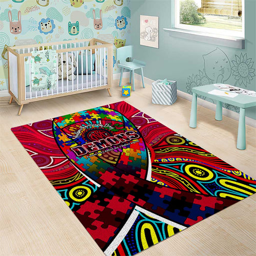 Autism Awareness Australia Melbourne Demons Area Rug Aboriginal Indigenous Art