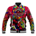 Autism Awareness Australia Melbourne Demons Baseball Jacket Aboriginal Indigenous Art