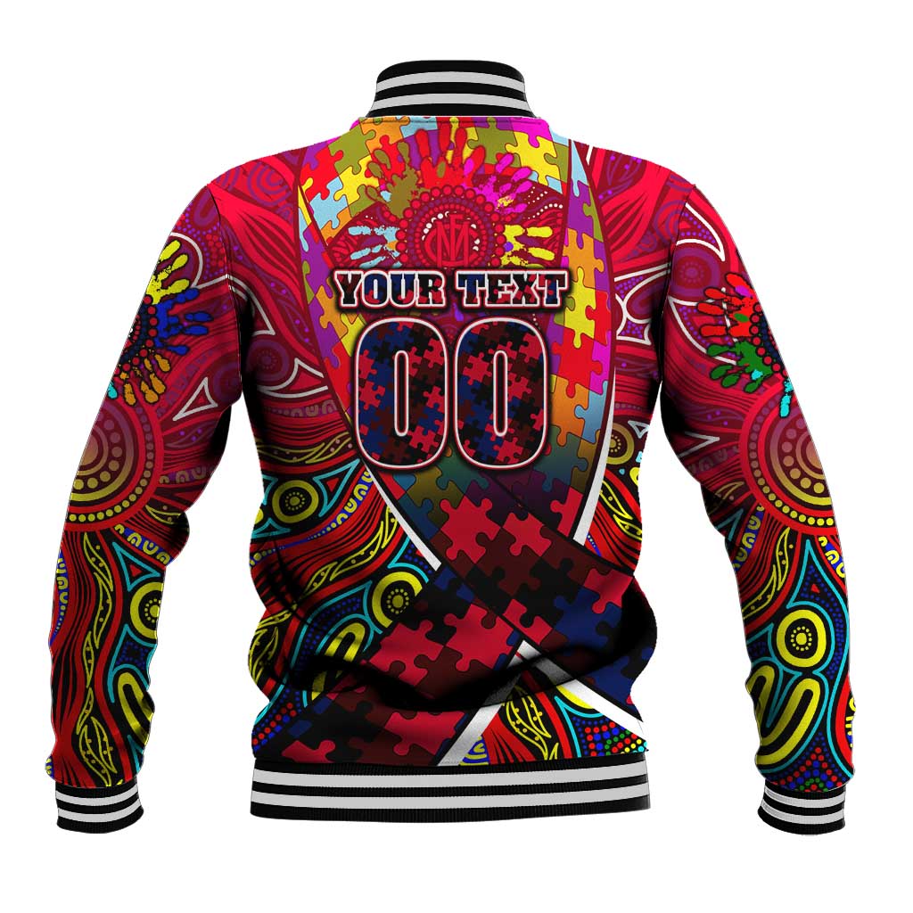 Autism Awareness Australia Melbourne Demons Baseball Jacket Aboriginal Indigenous Art