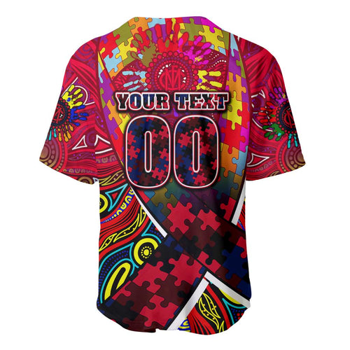 Autism Awareness Australia Melbourne Demons Baseball Jersey Aboriginal Indigenous Art