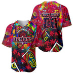 Autism Awareness Australia Melbourne Demons Baseball Jersey Aboriginal Indigenous Art
