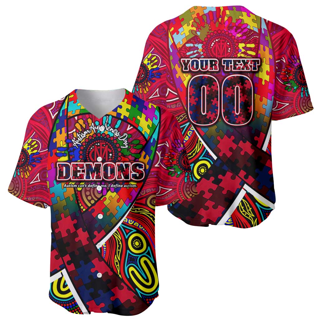 Autism Awareness Australia Melbourne Demons Baseball Jersey Aboriginal Indigenous Art