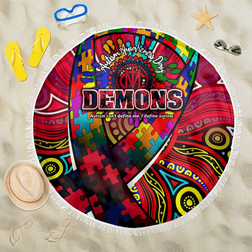 Autism Awareness Australia Melbourne Demons Beach Blanket Aboriginal Indigenous Art