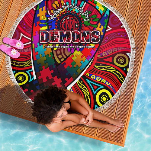 Autism Awareness Australia Melbourne Demons Beach Blanket Aboriginal Indigenous Art