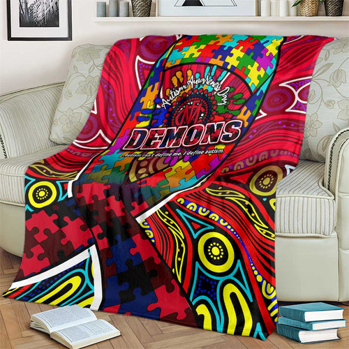 Autism Awareness Australia Melbourne Demons Blanket Aboriginal Indigenous Art