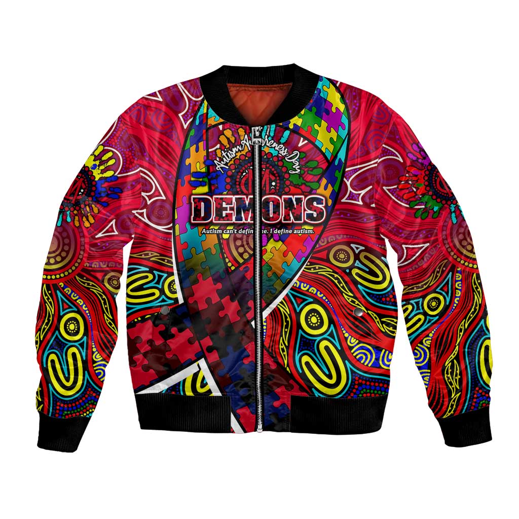 Autism Awareness Australia Melbourne Demons Bomber Jacket Aboriginal Indigenous Art