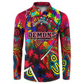Autism Awareness Australia Melbourne Demons Button Sweatshirt Aboriginal Indigenous Art