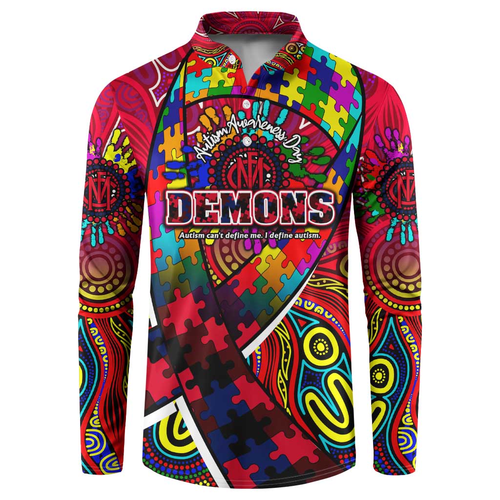 Autism Awareness Australia Melbourne Demons Button Sweatshirt Aboriginal Indigenous Art