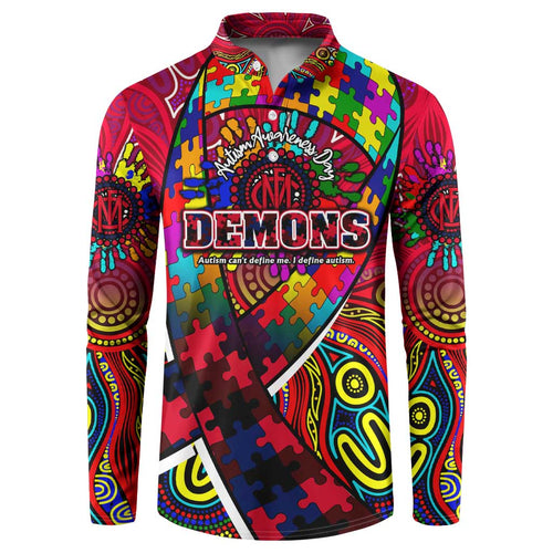 Autism Awareness Australia Melbourne Demons Button Sweatshirt Aboriginal Indigenous Art