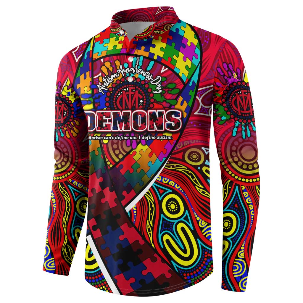 Autism Awareness Australia Melbourne Demons Button Sweatshirt Aboriginal Indigenous Art