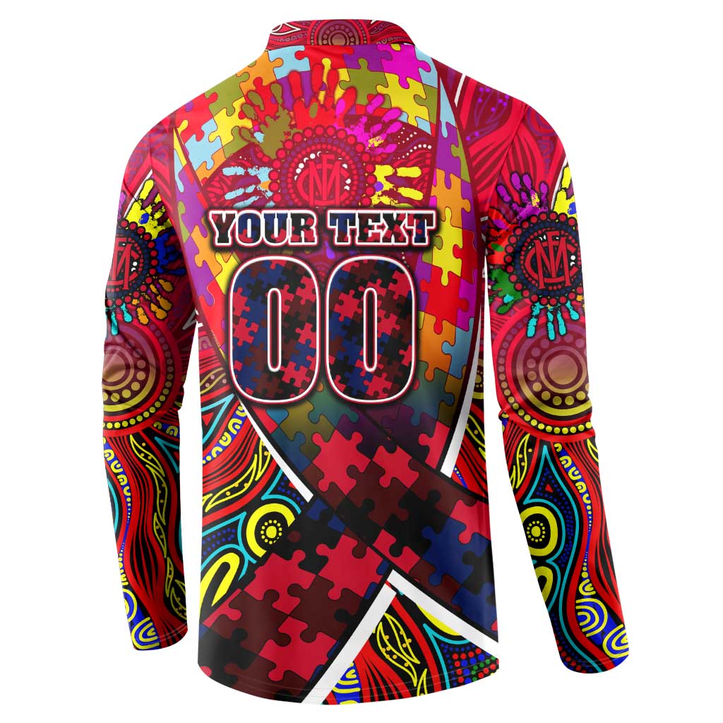 Autism Awareness Australia Melbourne Demons Button Sweatshirt Aboriginal Indigenous Art