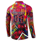 Autism Awareness Australia Melbourne Demons Button Sweatshirt Aboriginal Indigenous Art
