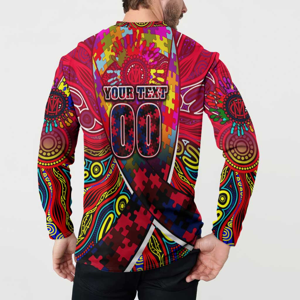 Autism Awareness Australia Melbourne Demons Button Sweatshirt Aboriginal Indigenous Art