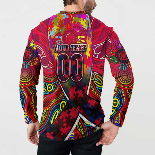 Autism Awareness Australia Melbourne Demons Button Sweatshirt Aboriginal Indigenous Art