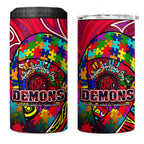 Autism Awareness Australia Melbourne Demons 4 in 1 Can Cooler Tumbler Aboriginal Indigenous Art