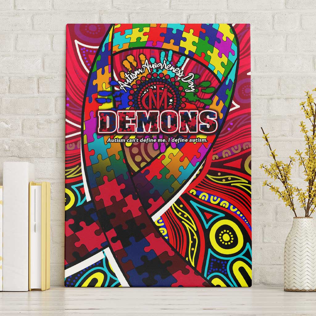 Autism Awareness Australia Melbourne Demons Canvas Wall Art Aboriginal Indigenous Art