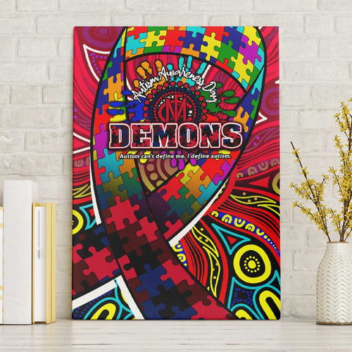Autism Awareness Australia Melbourne Demons Canvas Wall Art Aboriginal Indigenous Art