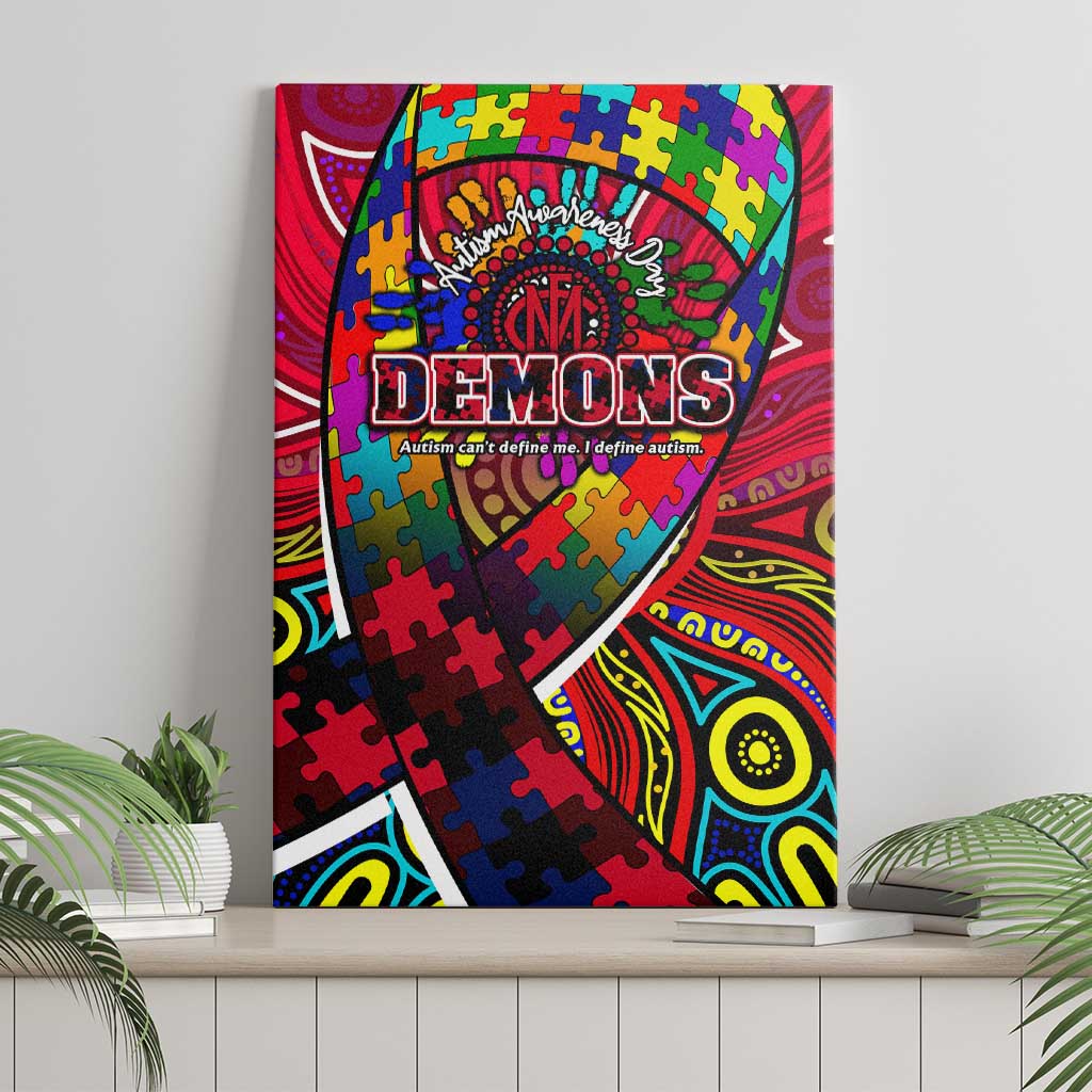 Autism Awareness Australia Melbourne Demons Canvas Wall Art Aboriginal Indigenous Art