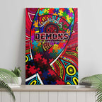Autism Awareness Australia Melbourne Demons Canvas Wall Art Aboriginal Indigenous Art
