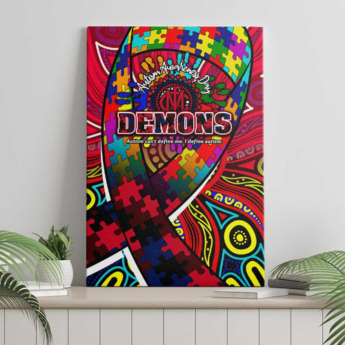 Autism Awareness Australia Melbourne Demons Canvas Wall Art Aboriginal Indigenous Art