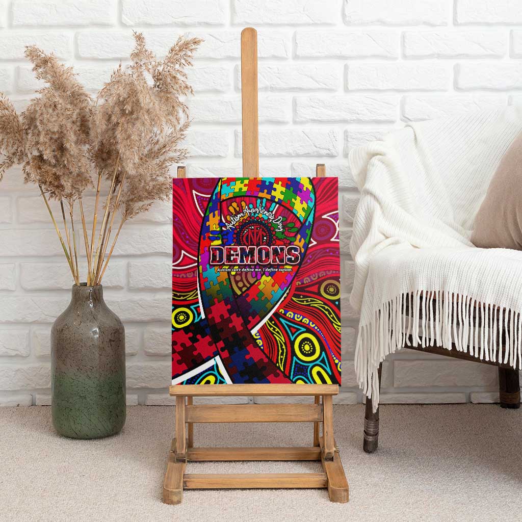 Autism Awareness Australia Melbourne Demons Canvas Wall Art Aboriginal Indigenous Art