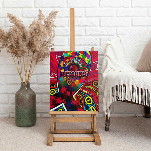 Autism Awareness Australia Melbourne Demons Canvas Wall Art Aboriginal Indigenous Art