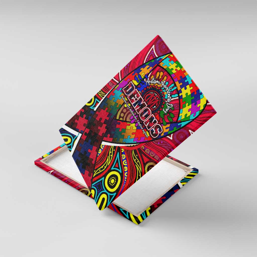 Autism Awareness Australia Melbourne Demons Canvas Wall Art Aboriginal Indigenous Art
