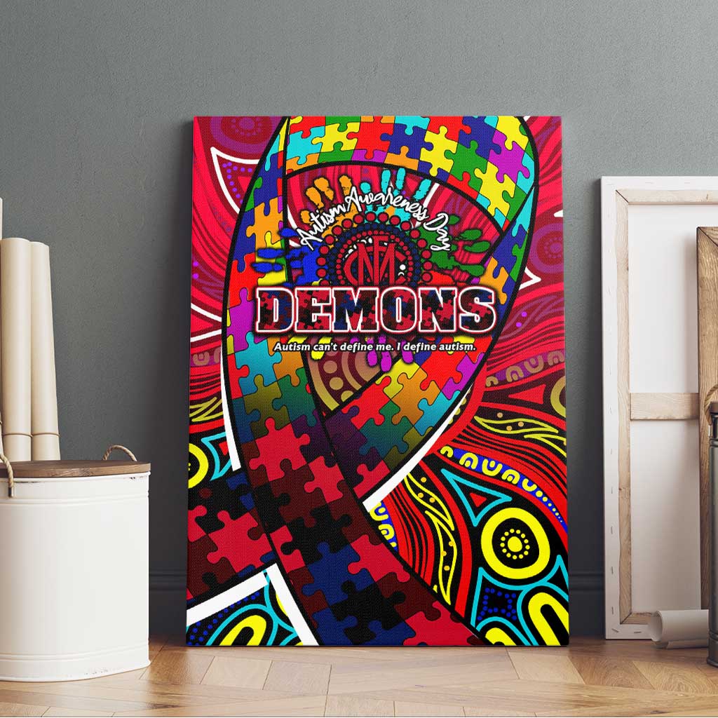 Autism Awareness Australia Melbourne Demons Canvas Wall Art Aboriginal Indigenous Art