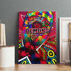 Autism Awareness Australia Melbourne Demons Canvas Wall Art Aboriginal Indigenous Art