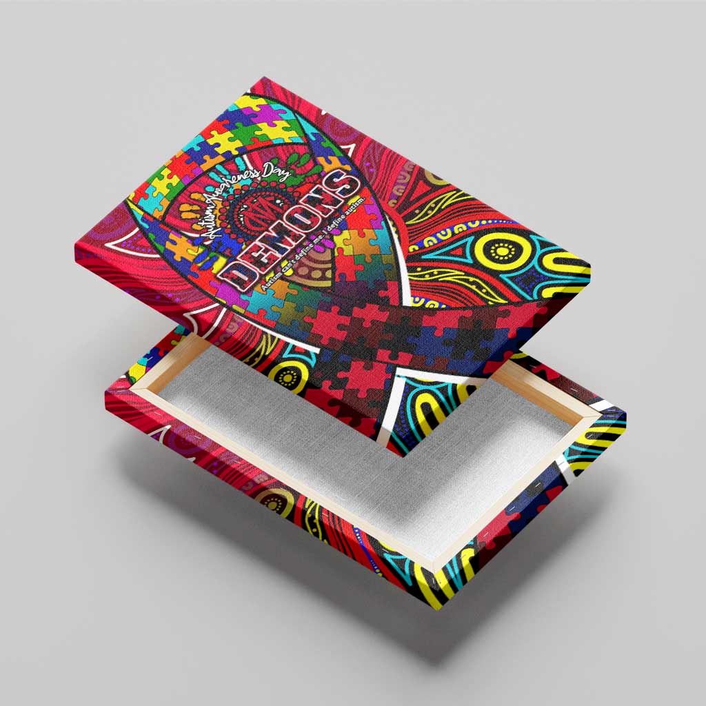 Autism Awareness Australia Melbourne Demons Canvas Wall Art Aboriginal Indigenous Art