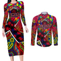 Autism Awareness Australia Melbourne Demons Couples Matching Long Sleeve Bodycon Dress and Long Sleeve Button Shirt Aboriginal Indigenous Art