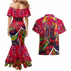 Autism Awareness Australia Melbourne Demons Couples Matching Mermaid Dress and Hawaiian Shirt Aboriginal Indigenous Art