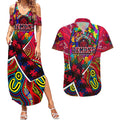 Autism Awareness Australia Melbourne Demons Couples Matching Summer Maxi Dress and Hawaiian Shirt Aboriginal Indigenous Art