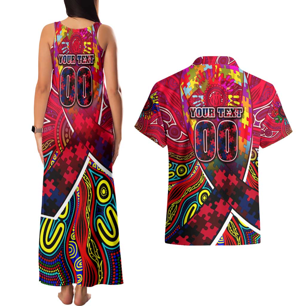 Autism Awareness Australia Melbourne Demons Couples Matching Tank Maxi Dress and Hawaiian Shirt Aboriginal Indigenous Art