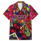 Autism Awareness Australia Melbourne Demons Family Matching Mermaid Dress and Hawaiian Shirt Aboriginal Indigenous Art
